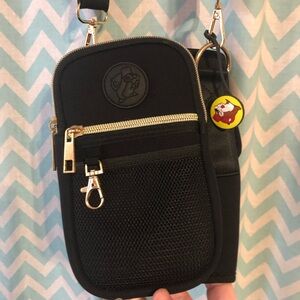 Bucee’s black neoprene crossbody tumbler purse bag